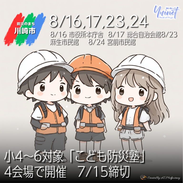 小4〜6対象「こども防災塾」4会場で開催　7/15締切