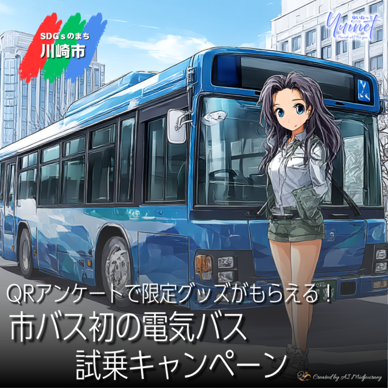 市バス初の電気バス試乗キャンペーン － QRアンケートで限定グッズ