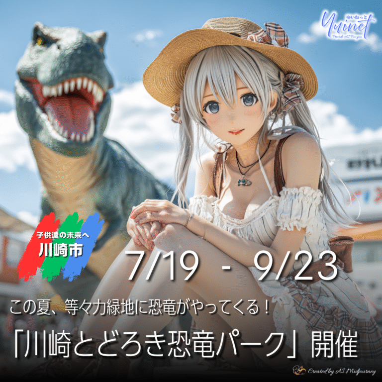 等々力に恐竜たちが出現！「川崎とどろき恐竜パーク」 【7/19 – 9/23】