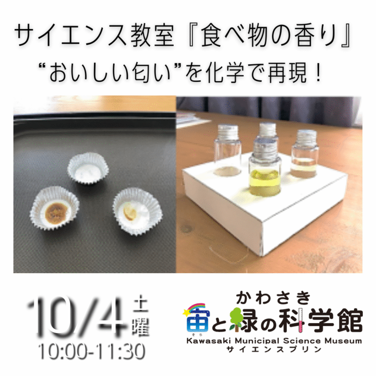 サイエンス教室『食べ物の香り』――“おいしい匂い”を化学で再現【10/4】