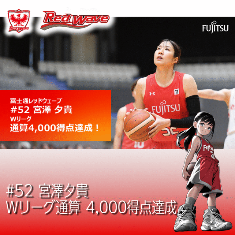 【富士通レッドウェーブ】#52 宮澤夕貴、Wリーグ通算4,000得点を達成