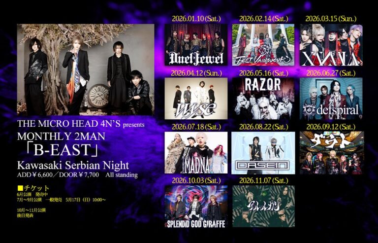 【川崎セルビアンナイト】THE MICRO HEAD 4N’S presents MONTHLY 2MAN「B-EAST」【11/7】