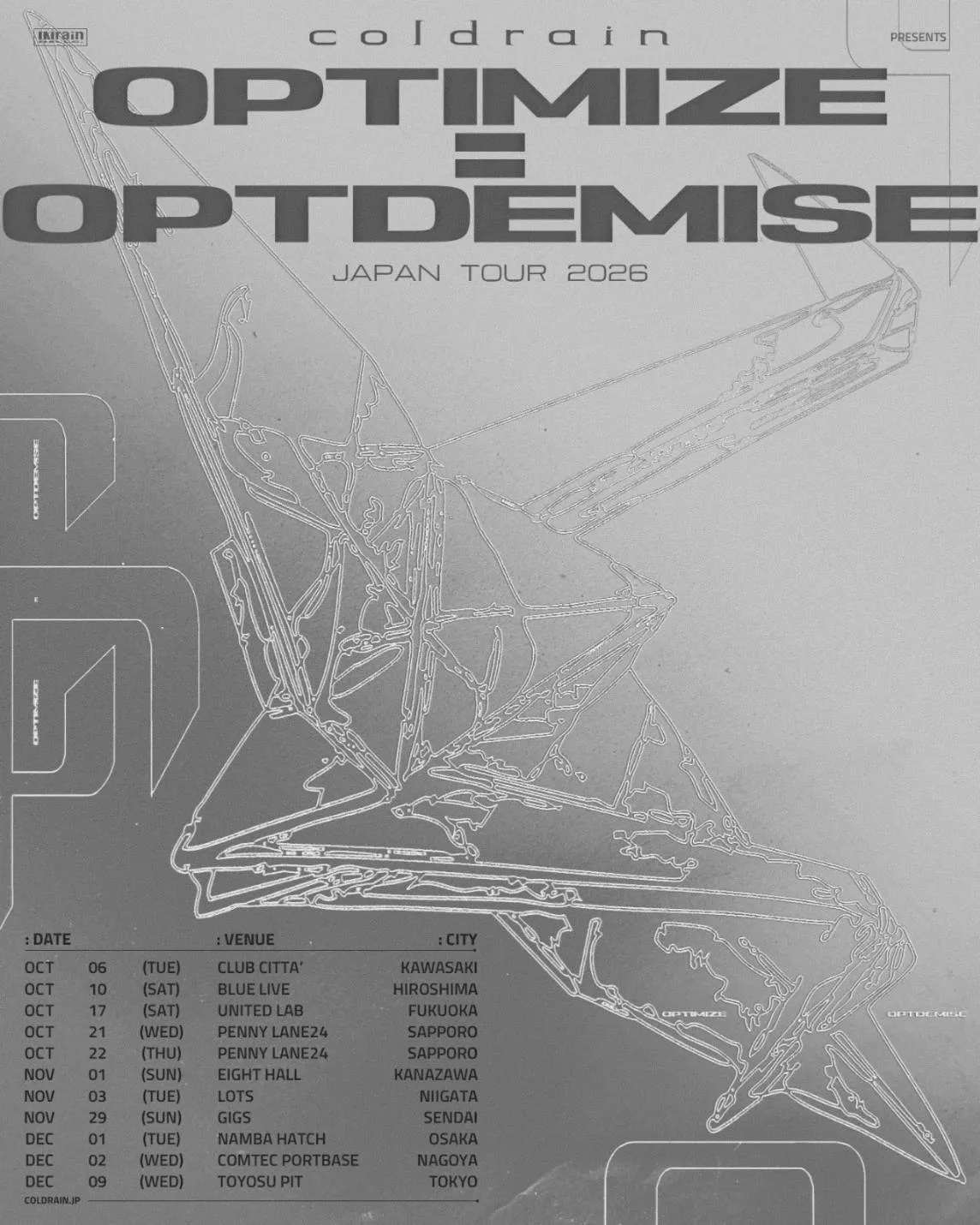coldrain OPTIMIZE = OPTDEMISE JAPAN TOUR 2026 フライヤー