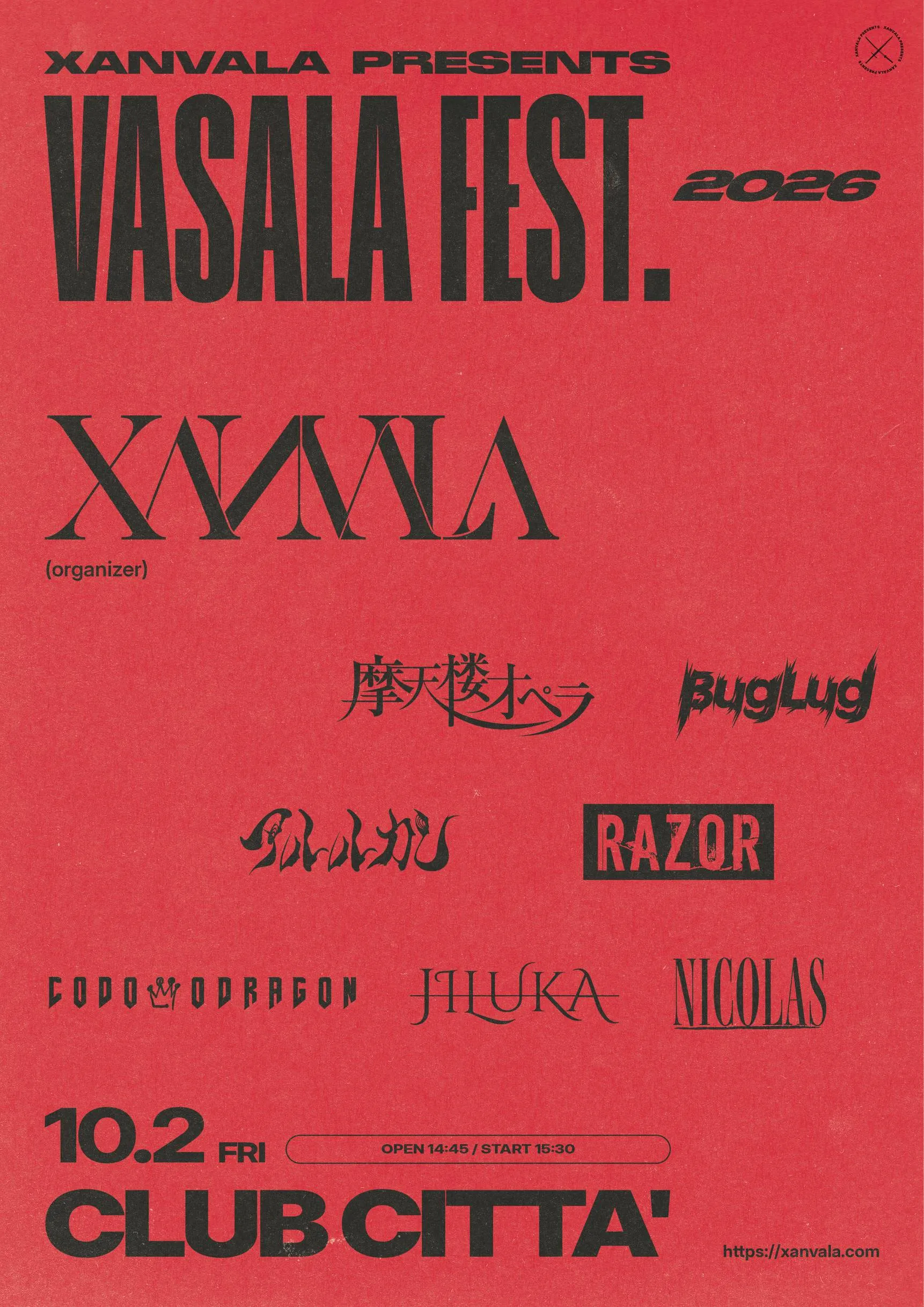 XANVALA PRESENTS VASALA FEST. 2026 フライヤー